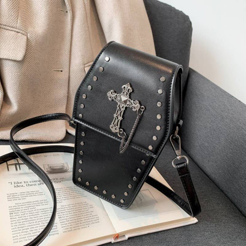 Gothic Vintage Cross Studded Crossbody Bag