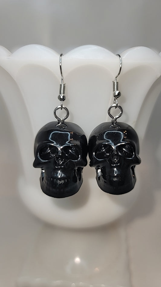 Black Skull Dangling Earrings
