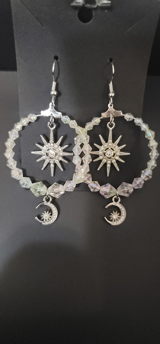 Celestial Duo Hoop Earrings: Sun and Moon