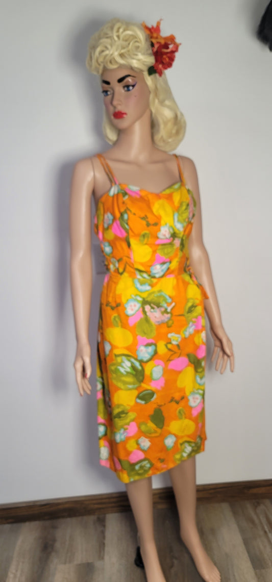 1960s Sun Fashions of Hawaii sundress with a bold novelty print