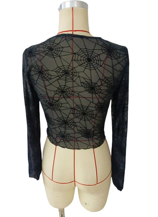Black spider web transparent Top