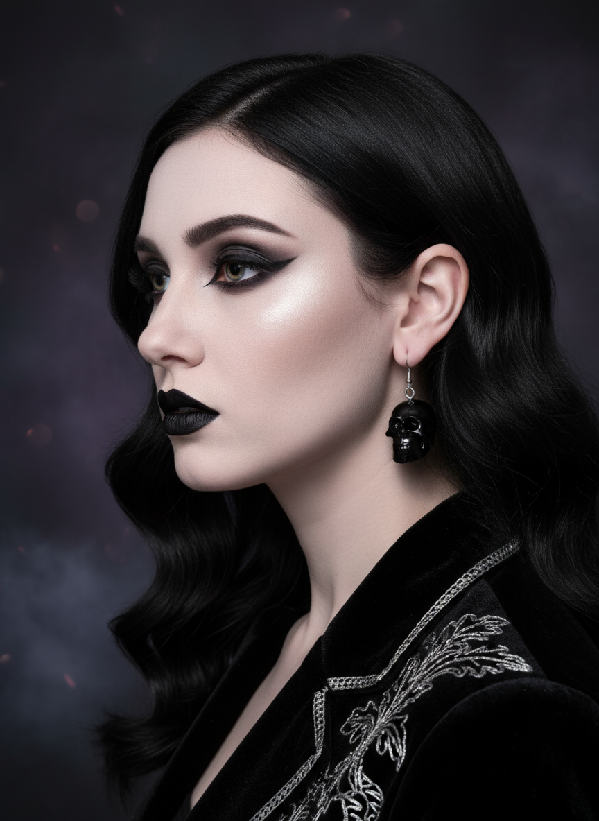 Black Skull Dangling Earrings