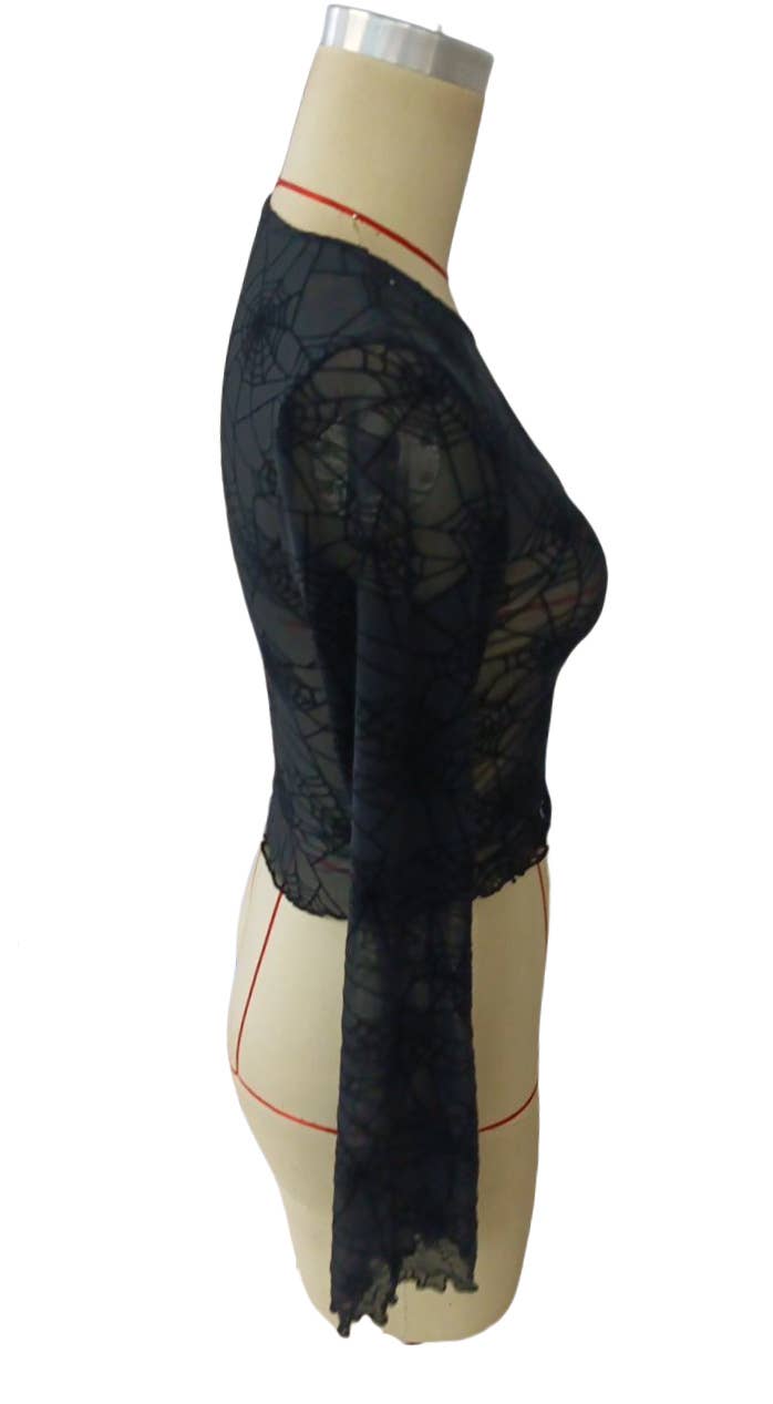 Black spider web transparent Top