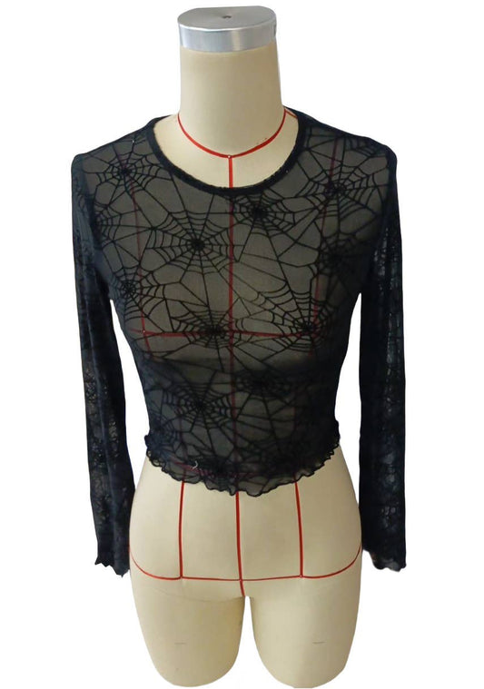 Black spider web transparent Top