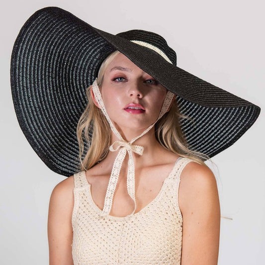 Floppy Wide Brim Metallic Glitter Straw Sun Hat