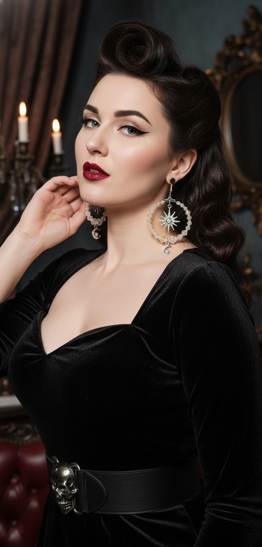 Celestial Duo Hoop Earrings: Sun and Moon