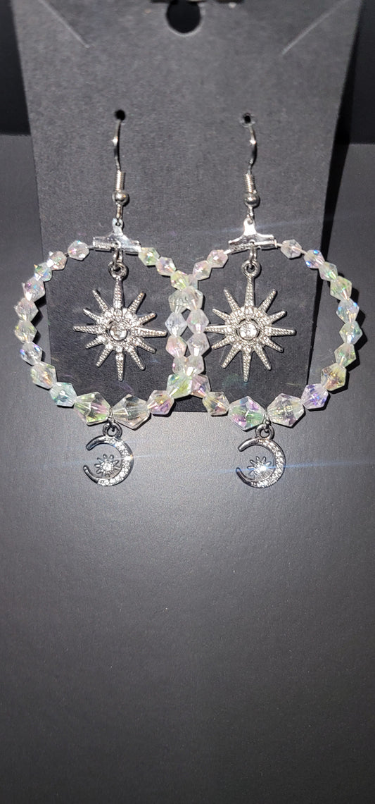 Celestial Duo Hoop Earrings: Sun and Moon