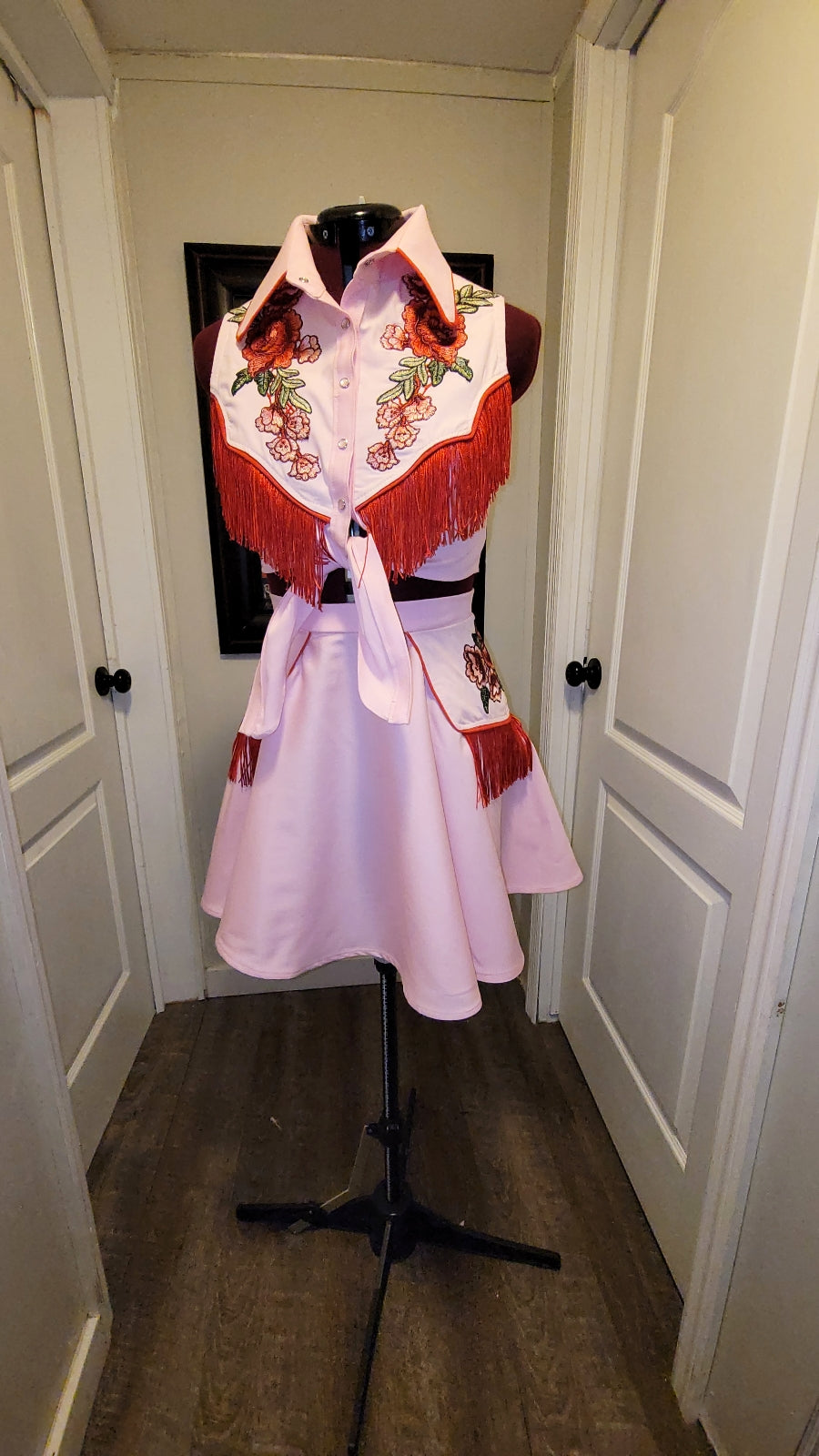 Custom 2 piece Western Playsuit With Extra Embroidery on Skirt Made to Order